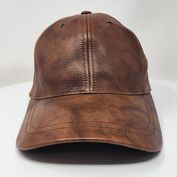 Wilsons Leather Other - Wilsons Leather Mens Distressed Brown Leather Baseball Cap Cognac Fitted 23"